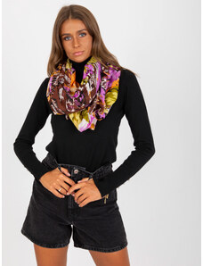 Fashionhunters Brown-purple cotton scarf with pattern