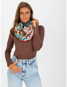 Fashionhunters Beige cotton scarf with patterns
