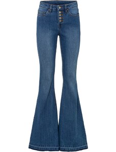 bonprix Zvonové džínsy s otvorenými zakončeniami, farba modrá, rozm. 40