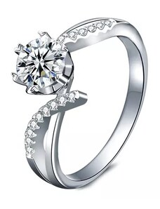 Royal Fashion strieborný rhodiovaný prsteň s drahokamom moissanitom HA-XJZ004-SILVER-MOISSANITE-ZIRCON