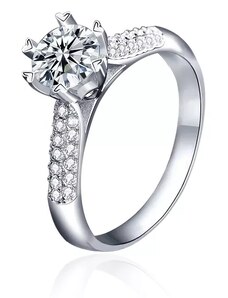 Royal Fashion strieborný rhodiovaný prsteň s drahokamom moissanitom HA-XJZ014-SILVER-MOISSANITE-ZIRCON