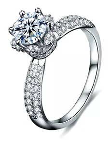 Royal Fashion strieborný rhodiovaný prsteň s drahokamom moissanitom HA-XJZ012-SILVER-MOISSANITE-ZIRCON