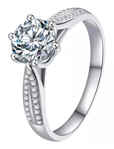 Royal Fashion strieborný rhodiovaný prsteň s drahokamom moissanitom HA-XJZ007-SILVER-MOISSANITE-ZIRCON