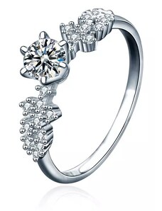Royal Fashion strieborný rhodiovaný prsteň s drahokamom moissanitom HA-XJZ046-SILVER-MOISSANITE-ZIRCON