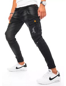 Dstreet Čierne pánske džínsy s ozdobným prešívaním.