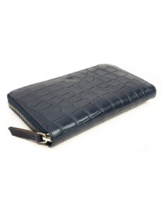 Arwel Tmavomodrá croco dámska kožená zipsová peňaženka Rutger