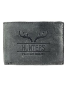 Hunters premium Malá kožená peňaženka Hunters - čierna 2242