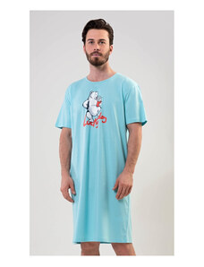 Cool Comics Pánska nočná košeľa s krátkym rukávom Lucky day, farba azúrová, 100% bavlna