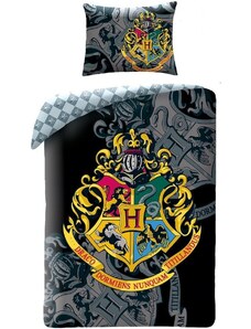 Halantex Bavlnené posteľné obliečky Harry Potter - motív Hogwarts - 100% bavlna - 70x90 cm + 140x200 cm - Certifikát Oeko-Tex 100
