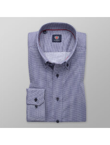 Willsoor Pánska košeľa slim fit tmavomodrá s jemným geometrickým vzorom 14279