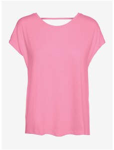 Pink T-shirt with neckline on the back VERO MODA Ulja June - Women