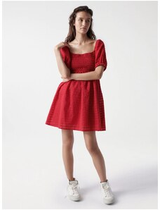 Red Short Dress with Balloon Sleeves Salsa Jeans Aruba - Women