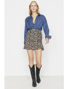Trendyol Collection Viacfarebná potlačená mini pletená sukňa s vysokým pásom