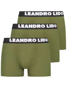 LEANDRO LIDO Pánske Boxerky 3Pack Zelené Zelená M