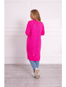 MladaModa Kardigánový sveter s perforovaným vzorom model 2020-4 jasný ružový