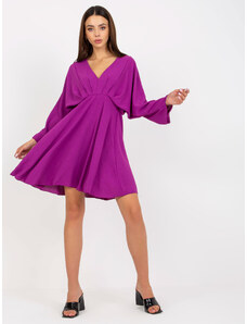 ITALY MODA Elegantné fialové šaty pre ženy s dlhým rukávom