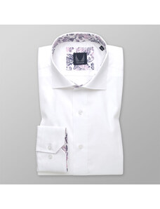 Willsoor Pánska košeľa slim fit bielej farby s kvetinovými kontrastnými prvkami 13458