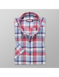 Willsoor Pánska slim fit košeľa s červeno-modrým károvaným vzorom 14009