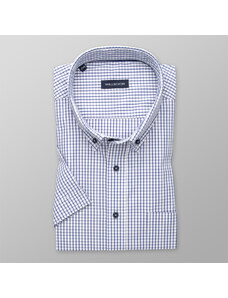 Willsoor Klasická pánska košeľa bielej farby s modrým károvaným vzorom 14023