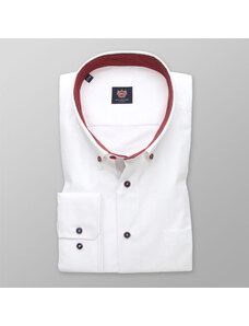 Willsoor Klasická pánska košeľa biela s červenými kontrastnými prvkami 13053
