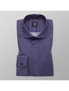 Willsoor Pánska košeľa slim fit s modrým a bordovým geometrickým vzorom 13135