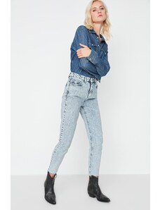 Trendyol svetlomodré džínsy Mom s vysokým pásom
