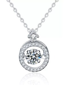 Royal Fashion strieborný rhodiovaný náhrdelník s drahokamom moissanitom HA-XMZ011-SILVER-MOISSANITE-ZIRCON