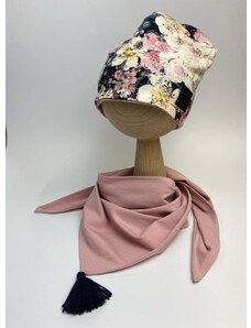 ZuMa Style Detská čiapka a šatka - dievčenský ružový set - 5-6 roky