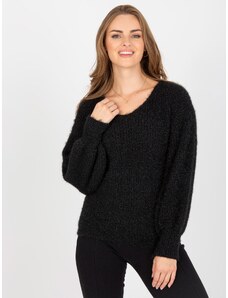Fashionhunters Black fluffy classic sweater with wool OCH BELLA