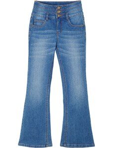 bonprix Dievčenské džínsy High Waist, flared, farba modrá, rozm. 176