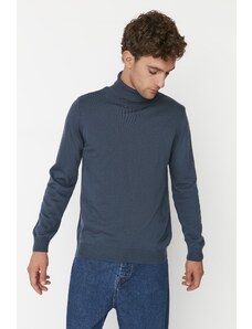 Trendyol Collection Základný sveter Indigo Slim Fit s plným rolákom