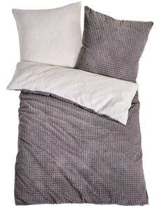 bonprix Posteľná bielizeň Cashmere Touch so štruktúrou, farba šedá, rozm. 1x 80/80 cm, 1x 135/200 cm