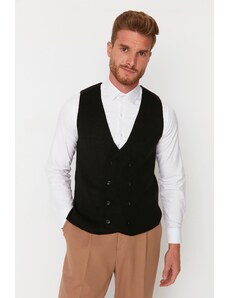 Trendyol Collection Čierna Slim Fit vesta s dvojitým zapínaním na gombíky