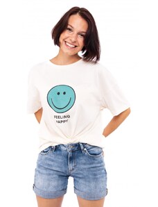 Noisy May dámské triko s potiskem Smiley smetanové