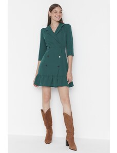 Trendyol Collection Smaragdová mini tkaná bunda Tkané šaty