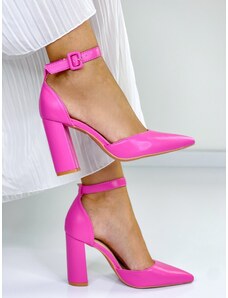 Webmoda Dámske rúžové sandále s hrubým opätkom
