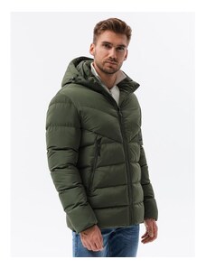 Ombre Clothing Pánska bunda zimná CASH tmavo zelená