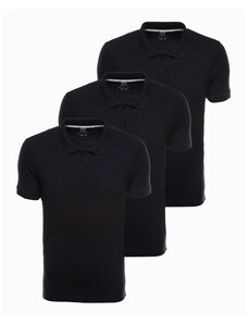 Ombre Clothing Pánske tričko polo HUEY čierne 3-pack