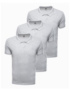 Ombre Clothing Pánske tričko polo CADEN šedé 3-pack