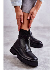 Kesi Women's sock boots with zipper black shelter