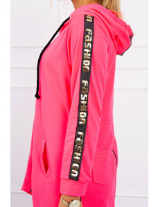 K-Fashion Mikina so zipsom na chrbte ružová neónová