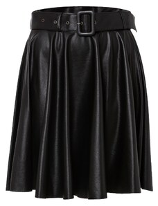bonprix Koženková sukňa s opaskom, farba čierna, rozm. 34