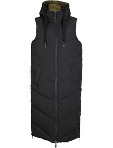 bonprix Obojstranná prešívaná vesta z recyklovaného polyesteru s kapucňou, farba čierna