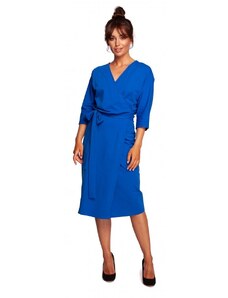 BeWear B241 Zavinovacie šaty s opaskom na zaväzovanie - kráľovská modrá