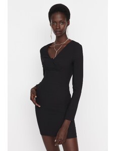 Trendyol Collection Čierne tkané elegantné večerné šaty