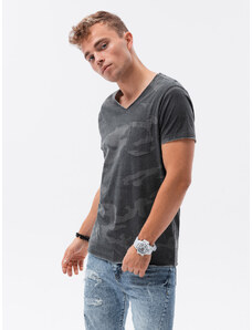 Ombre Clothing Pánske tričko - šedá-camo S1616