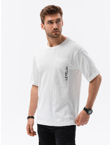 Ombre Clothing Pánske tričko OVERSIZE - biela S1628