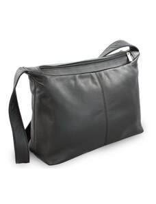 Arwel Černá kožená dvouzipová kabelka s širokým popruhem 212-4003-60
