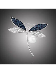 Éternelle Luxusní brož s perlou a zirkony Noema - vážka