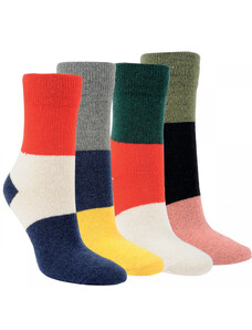Dámske tenké vlnené farebné pruhované ponožky RS